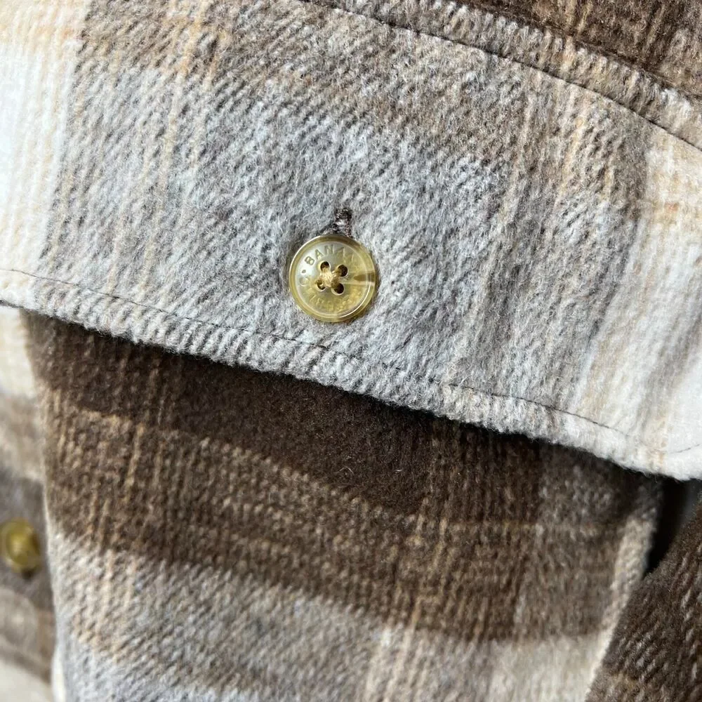 Banana Republic Brown Brushed Flannel Plaid Jacket Shacket  baddie size XXL
